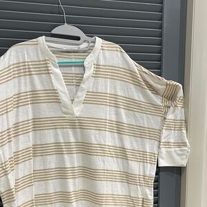 Mersea Beige and White Striped Long Sleeve Tee-one size